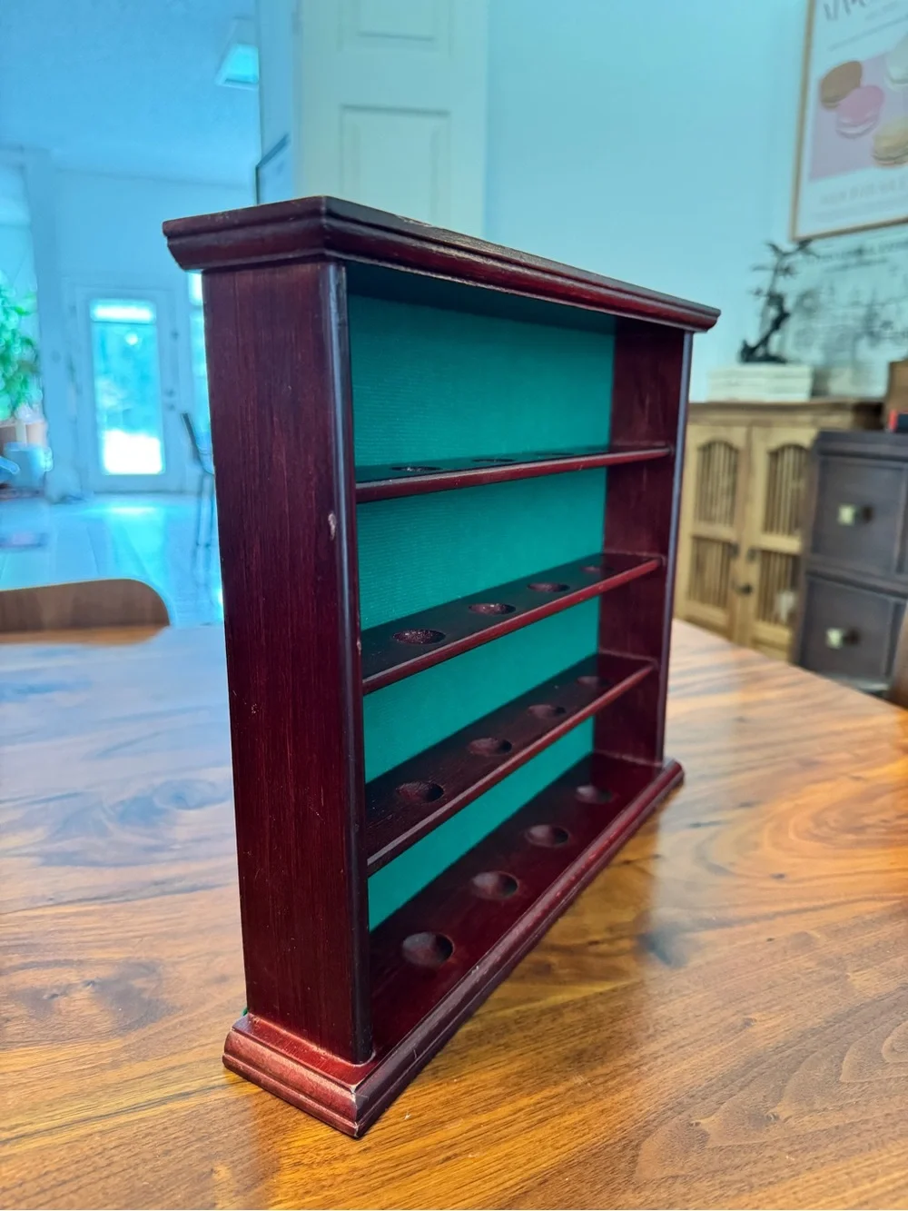 16 Ball Mahogany Wood Golf Ball Display Cabinet Case Rack Wall Mount